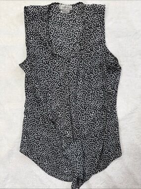 Van Heusen Women’s Black and White Polka Dot Sleeveless Blouse